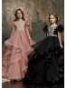 Feifei Sleeves Beaded Lace Tulle Waterfall Ruffle Flower Girl Dress